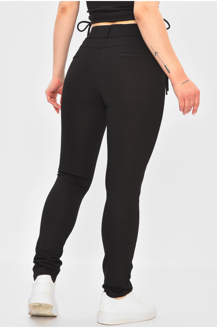 Лосины женские однотонные черного цвета с поясом 0079-1 203889