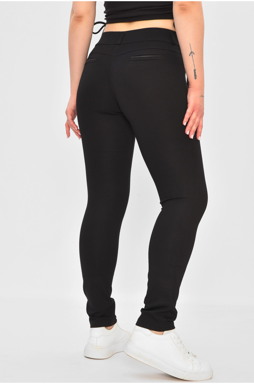 Лосины женские однотонные черного цвета с поясом 0020-1 203890