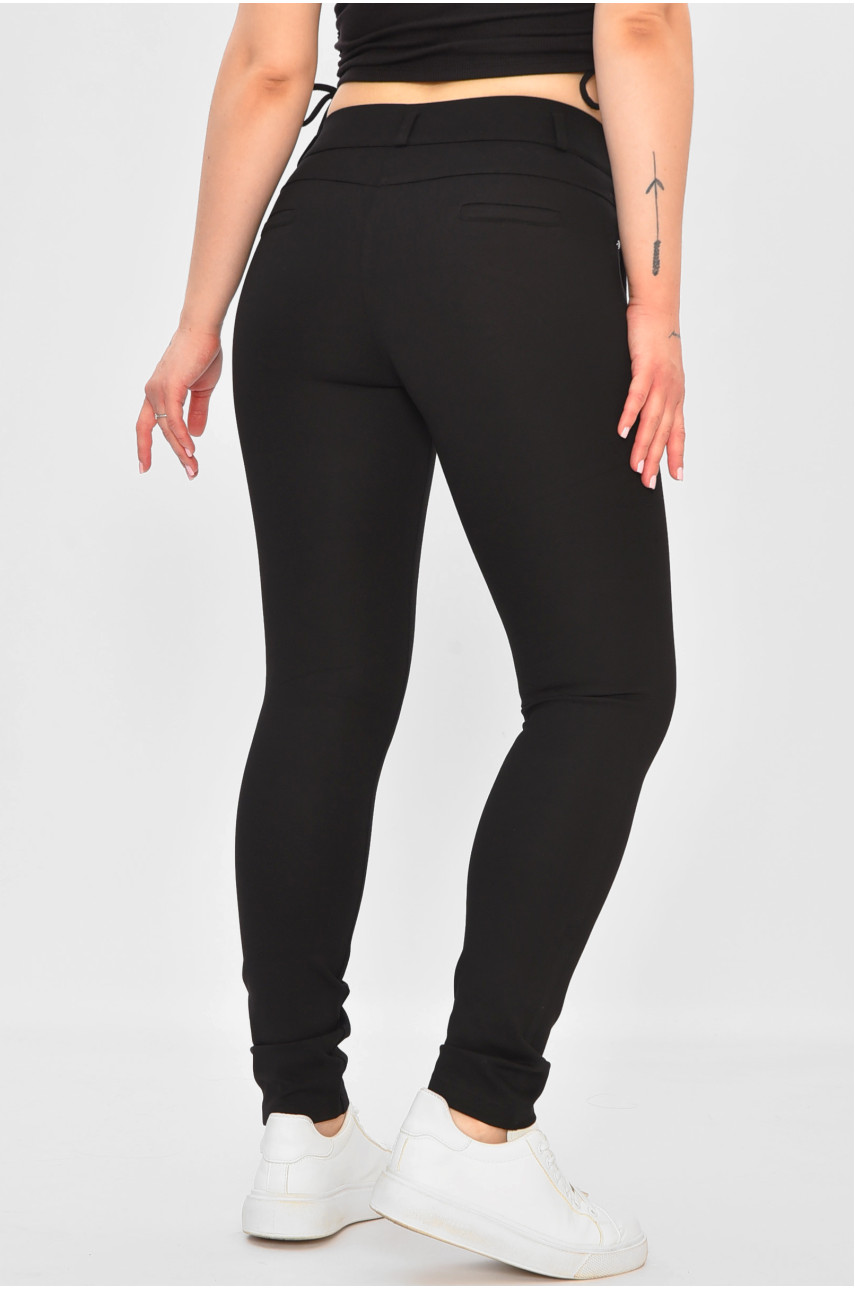 Лосины женские однотонные черного цвета с поясом 0080-1 203891