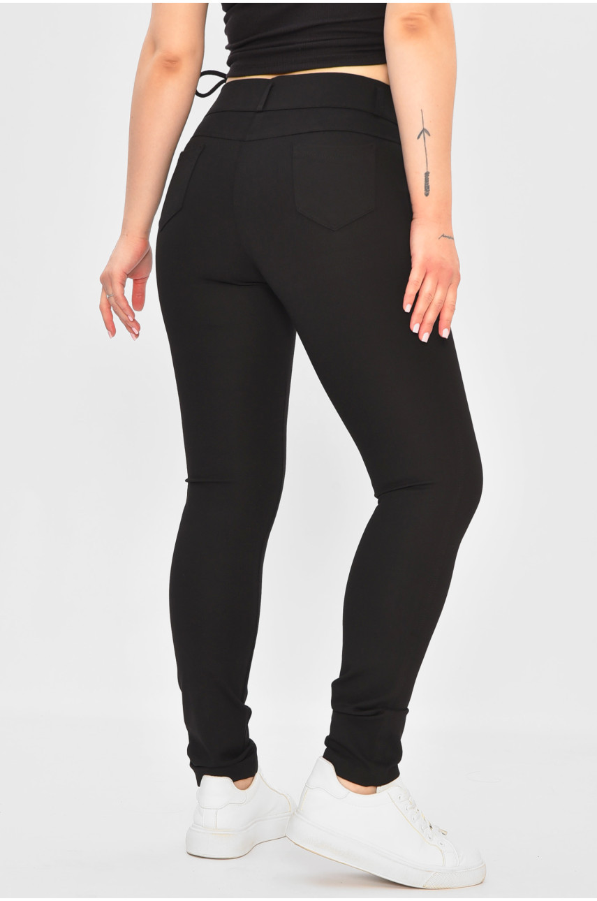 Лосины женские однотонные черного цвета с поясом 0077-1 203892