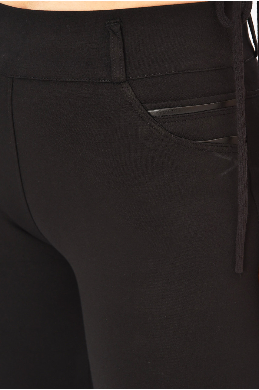 Лосины женские однотонные черного цвета с поясом 0077-1 203892