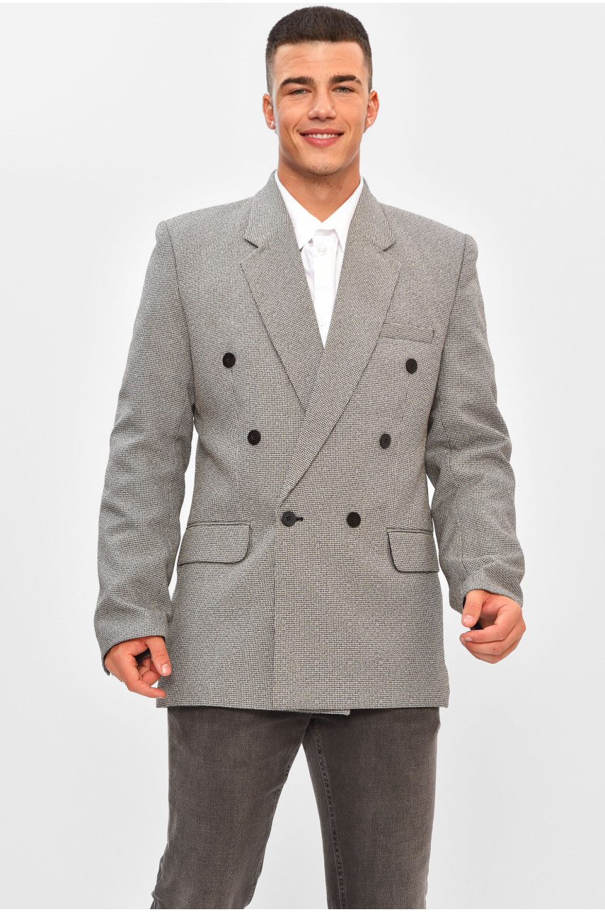 Пиджак мужской темно-серого цвета с принтом 203897 Пиджак мужской темно-серого цвета с принтом 203897