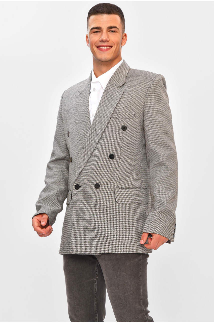 Пиджак мужской темно-серого цвета с принтом 203897 Пиджак мужской темно-серого цвета с принтом 203897