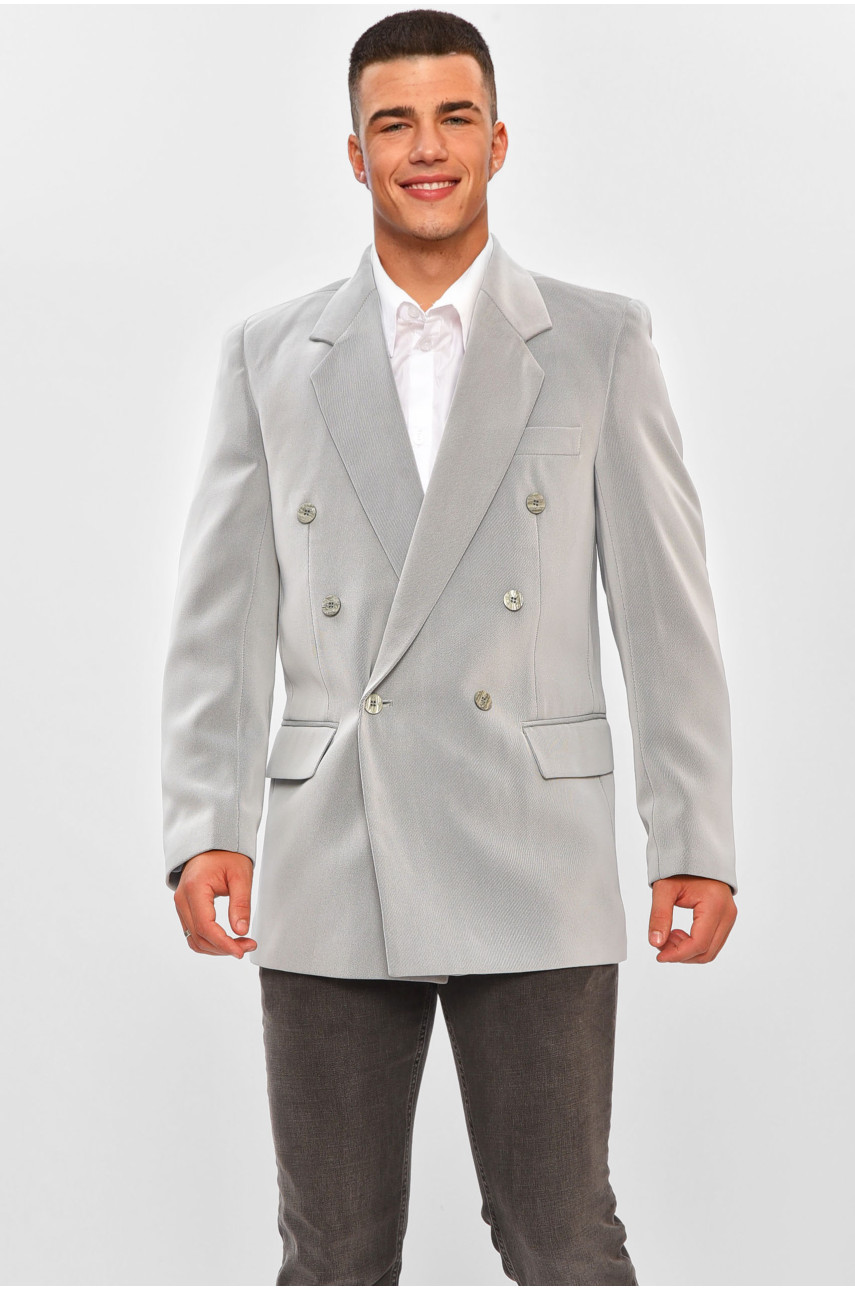 Пиджак мужской однотонный светло-серого цвета 203898