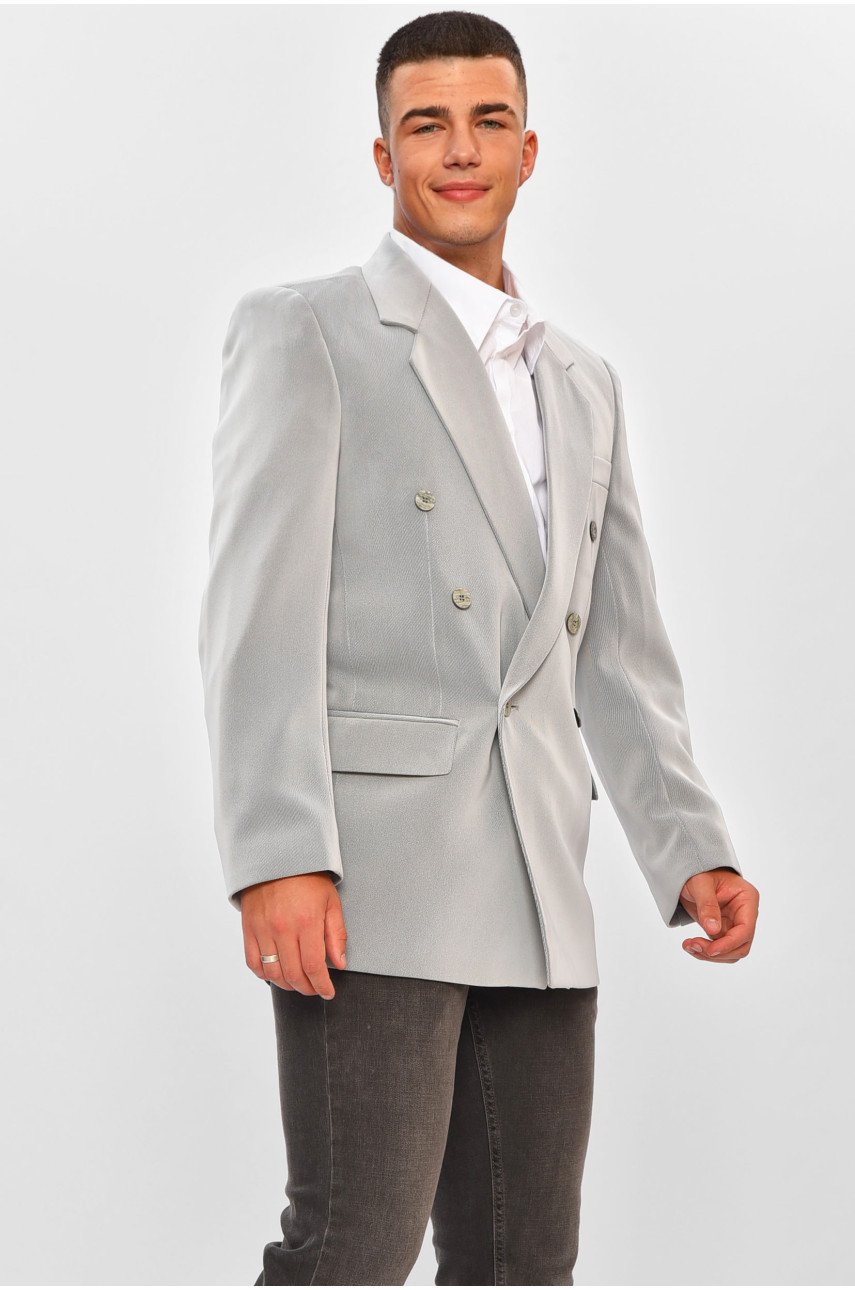Пиджак мужской однотонный светло-серого цвета 203898