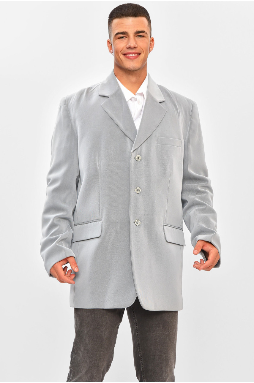 Пиджак мужской однотонный серого цвета 203900