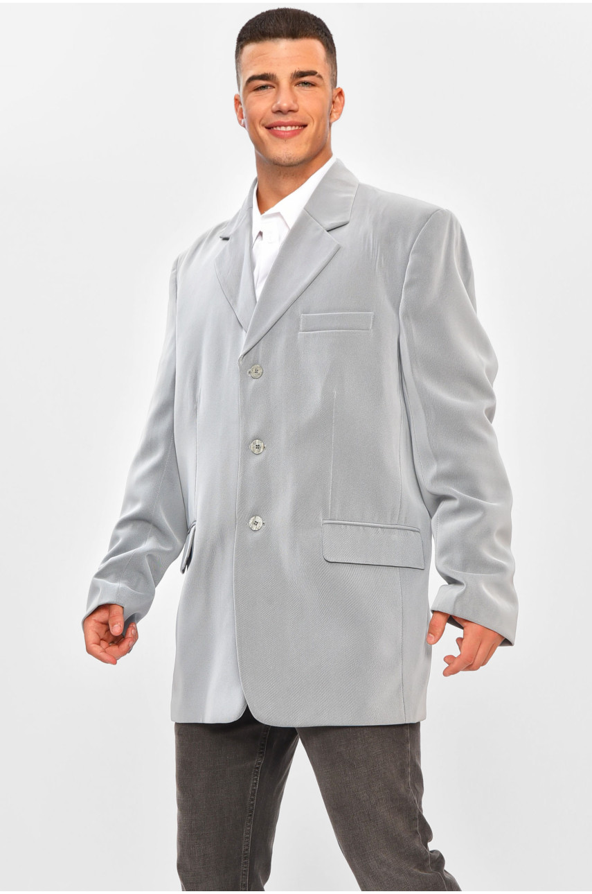 Пиджак мужской однотонный серого цвета 203900
