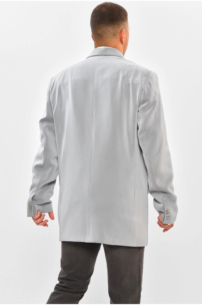 Пиджак мужской однотонный серого цвета 203900 Пиджак мужской однотонный серого цвета 203900