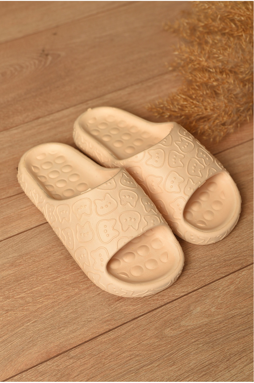 Шлепанцы пена женские персикового цвета Котики 203908