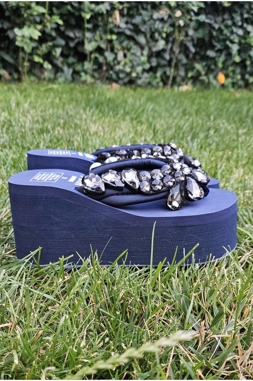 Вьетнамки женские темно-синего цвета со стразами 203961 Вьетнамки женские темно-синего цвета со стразами 203961