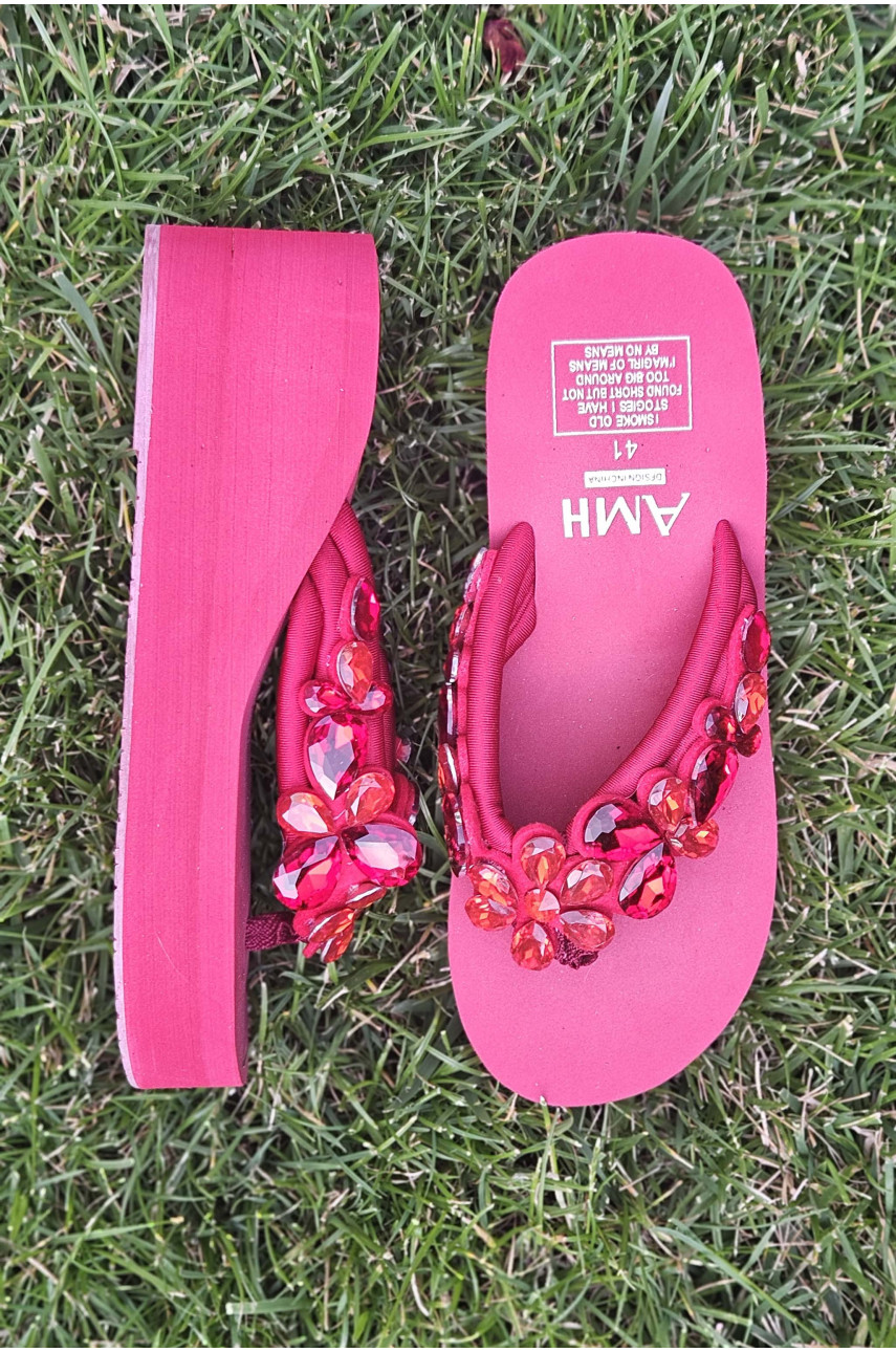 Вьетнамки женские красного цвета со стразами 203963 Вьетнамки женские красного цвета со стразами 203963