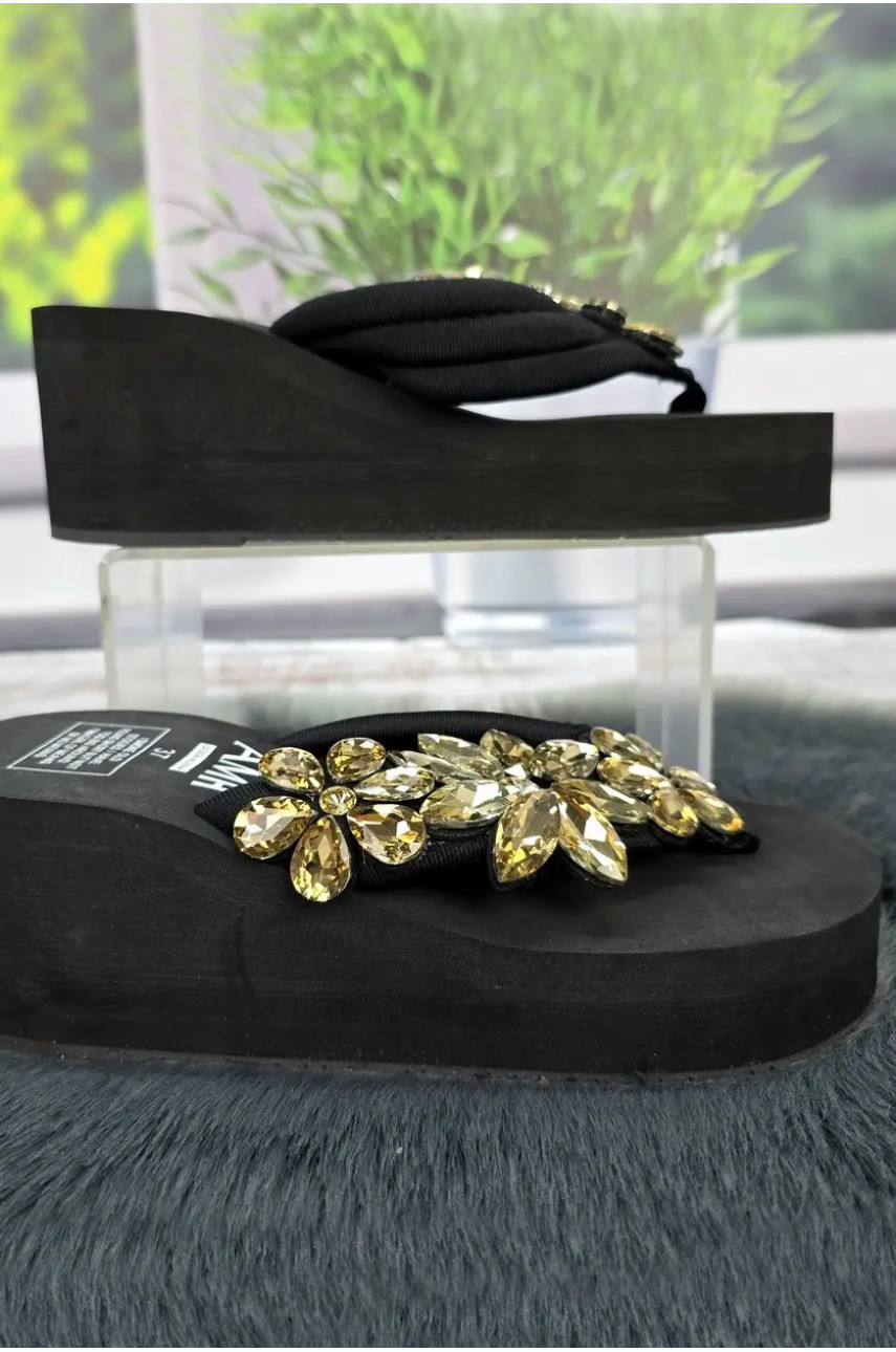 Вьетнамки женские черного цвета со стразами 203972 Вьетнамки женские черного цвета со стразами 203972