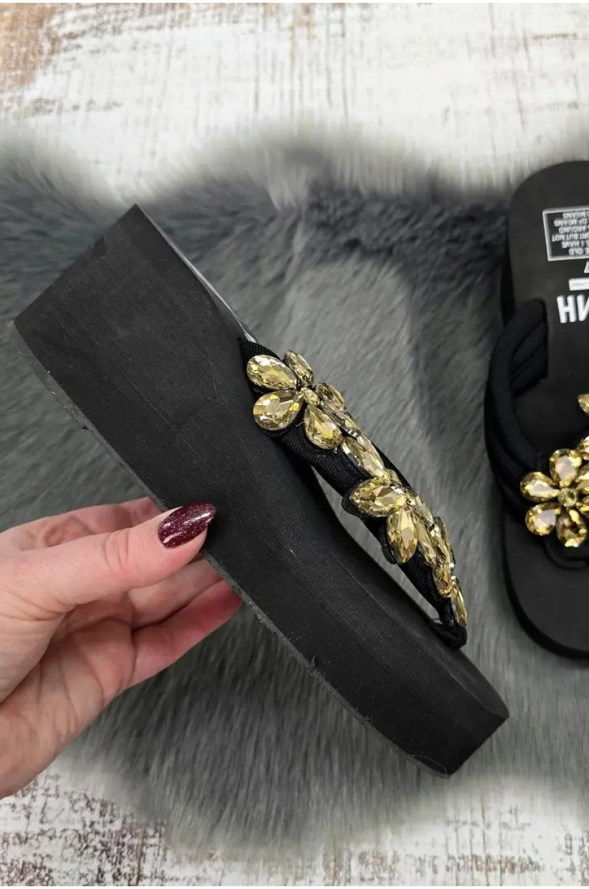 Вьетнамки женские черного цвета со стразами 203972 Вьетнамки женские черного цвета со стразами 203972