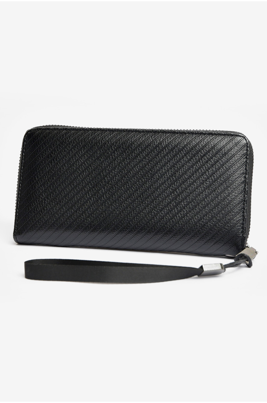 Кошелек-портмоне мужской из экокожи черного цвета 9361-2-2 204003