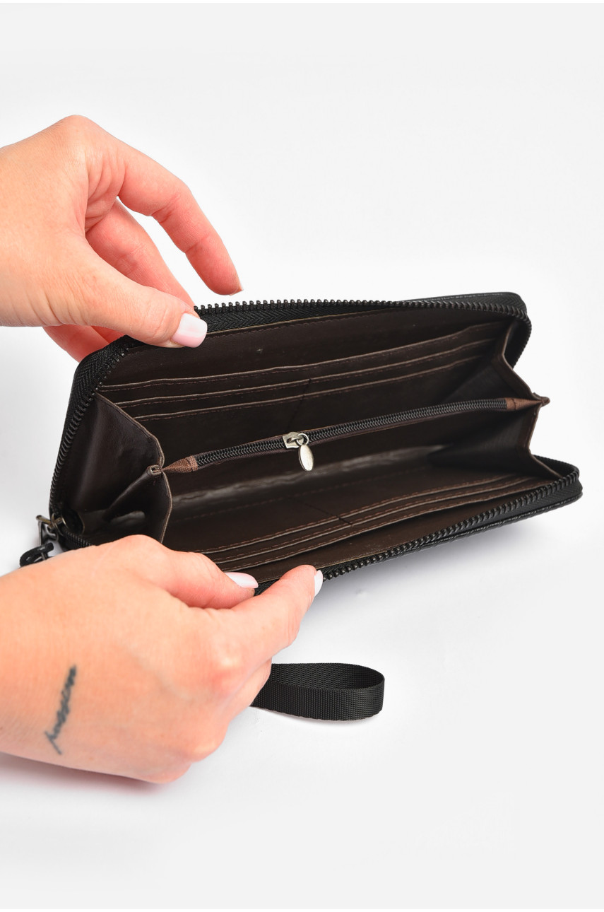 Кошелек-портмоне мужской из экокожи черного цвета 9361-2-2 204003