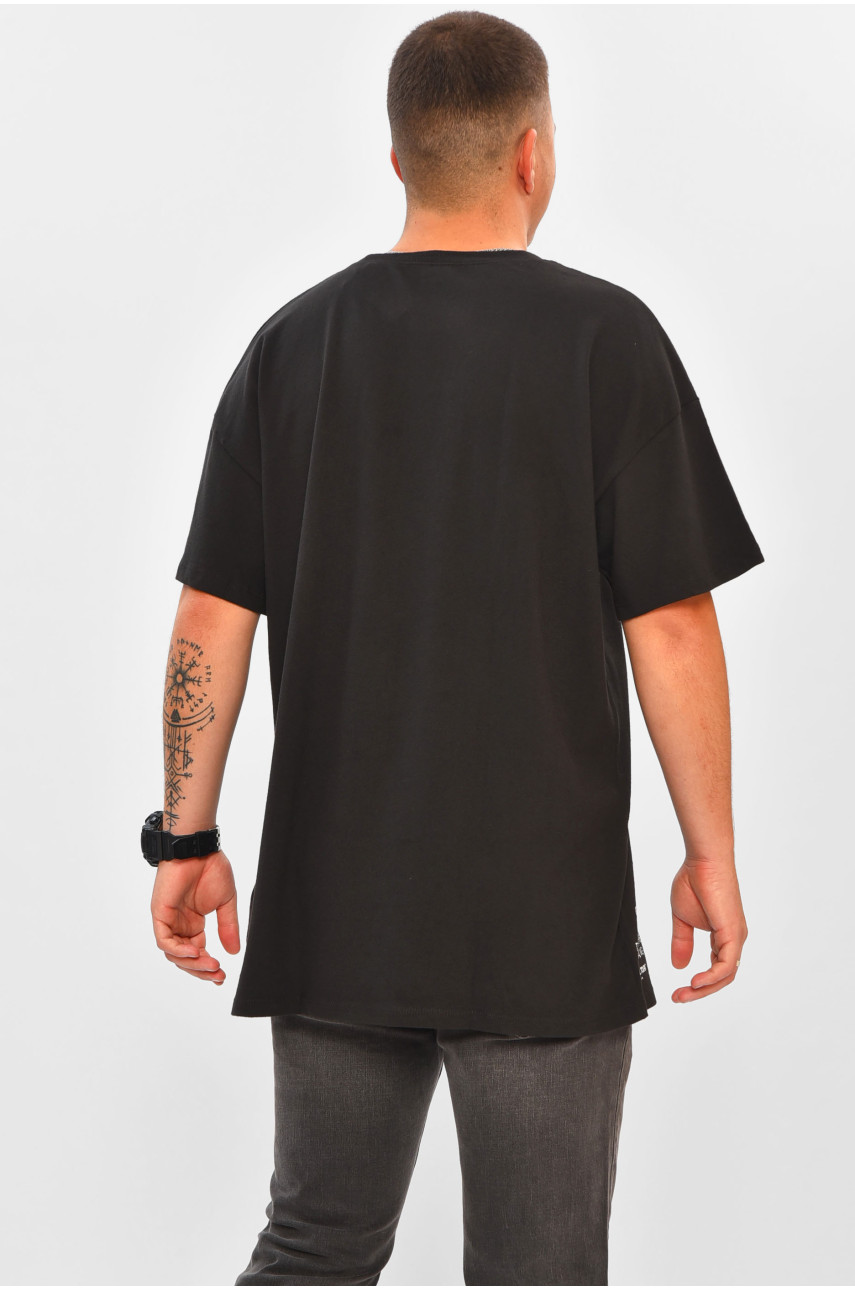 Футболка чоловіча батальна чорного кольору 4975-15 204005