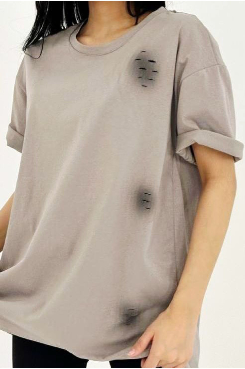 Футболка женская полубатальная бежевого цвета 85996 204019 Футболка женская полубатальная бежевого цвета 85996 204019