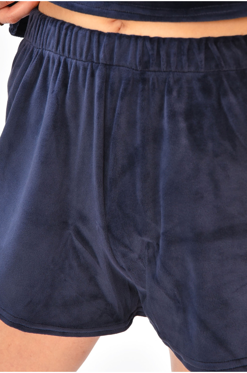 Піжама жіноча велюрова темно-синього кольору 204039 Піжама жіноча велюрова темно-синього кольору 204039