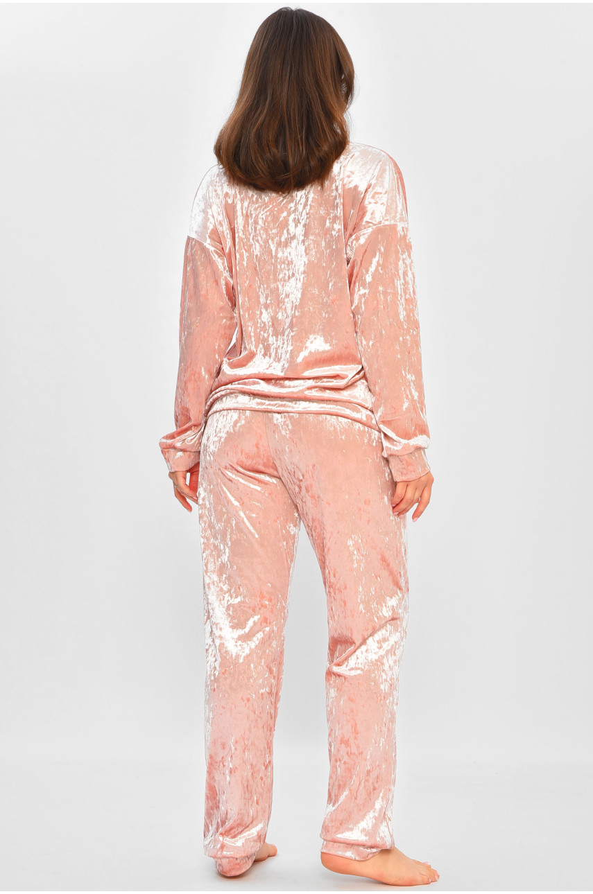 Піжама жіноча велюрова рожевого кольору 204058 Піжама жіноча велюрова рожевого кольору 204058