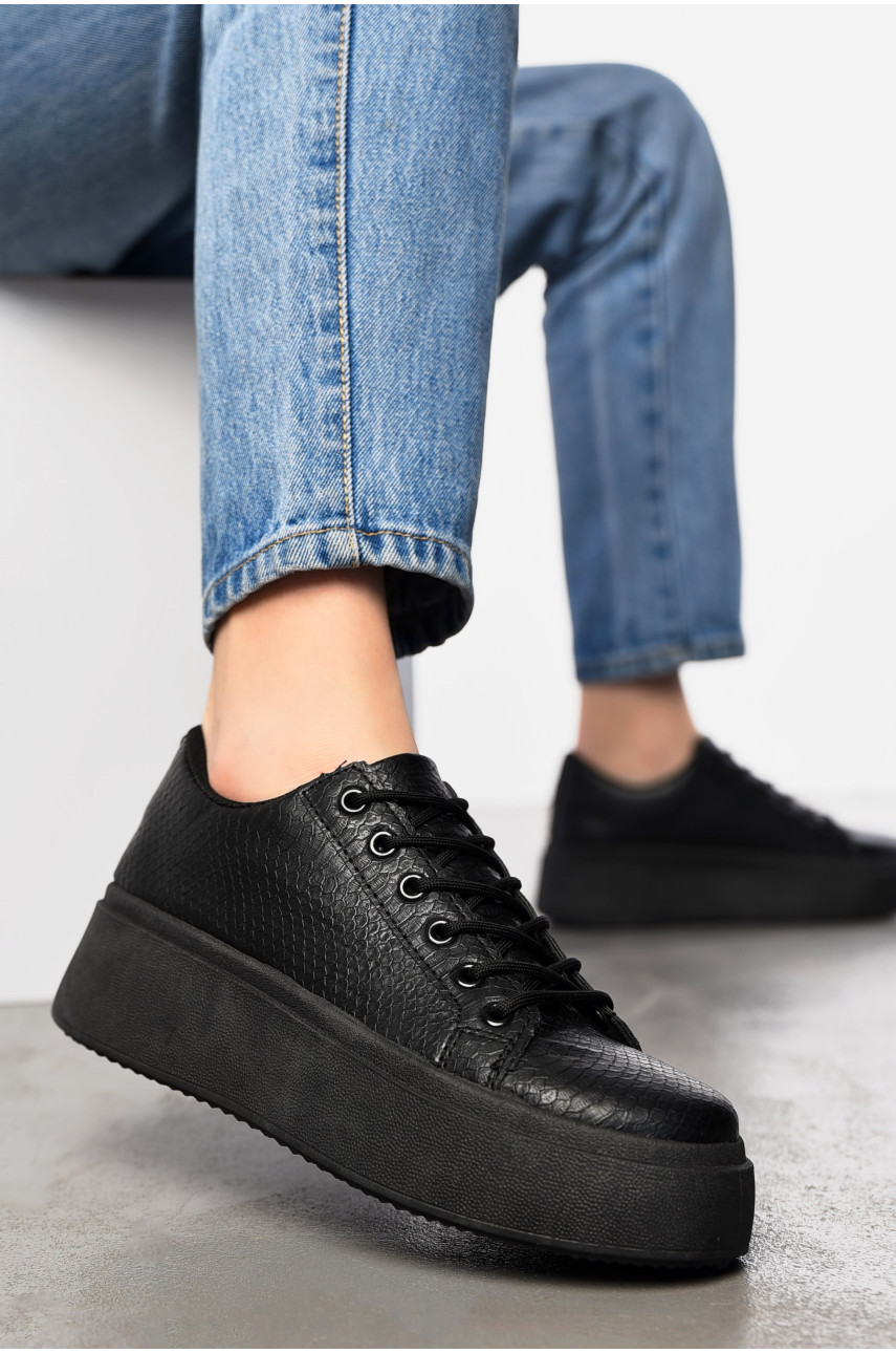 Кроссовки женские черного цвета на шнуровке Уценка 2024-10-1 204061