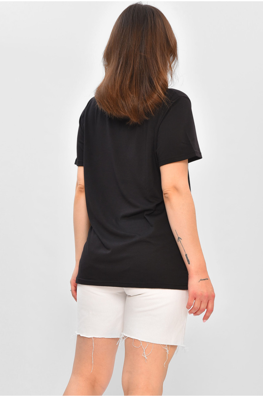 Футболка жіноча однотонна чорного кольору 204063