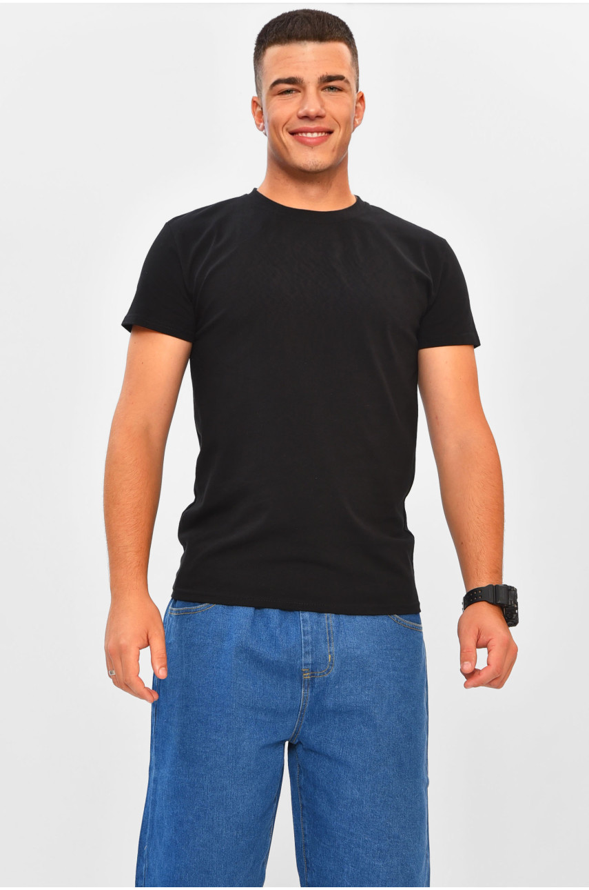 Футболка мужская однотонная черного цвета 204065
