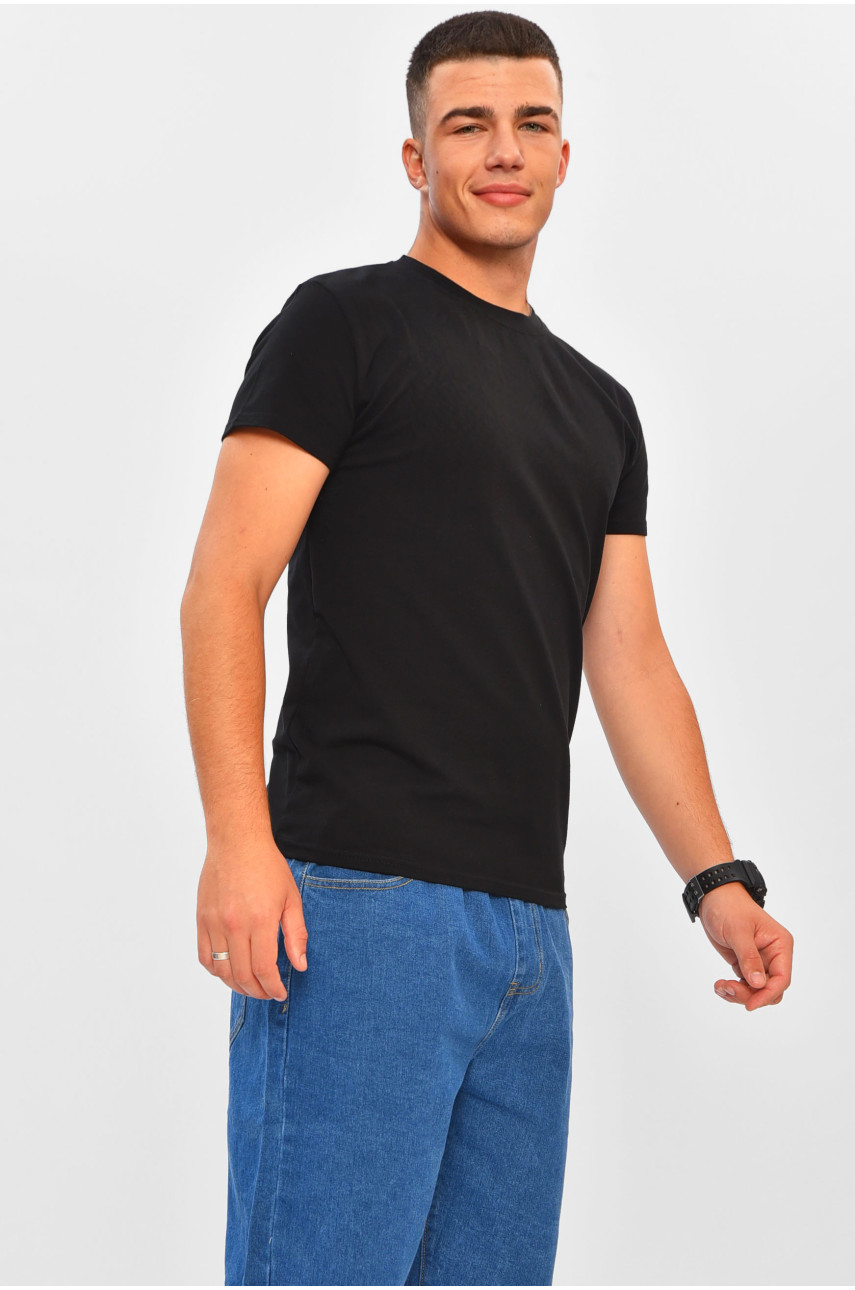 Футболка мужская однотонная черного цвета 204065