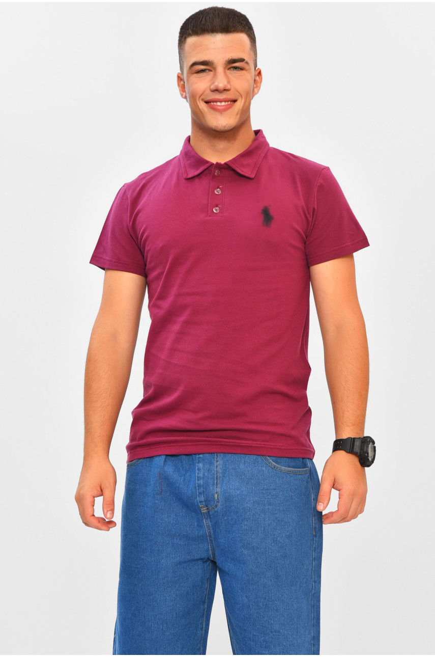 Футболка мужская поло однотонная фиолетового цвета 204069
