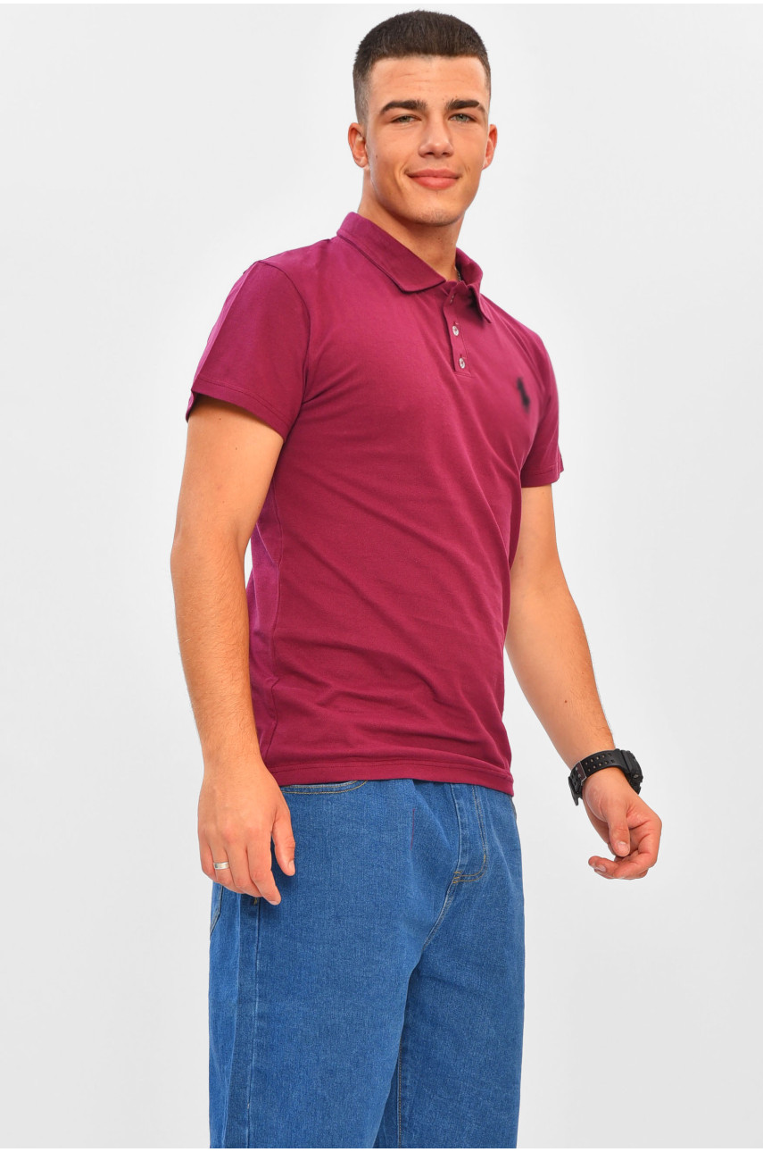 Футболка мужская поло однотонная фиолетового цвета 204069