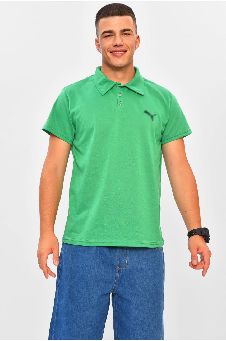 Футболка мужская поло однотонная зеленого цвета 204071