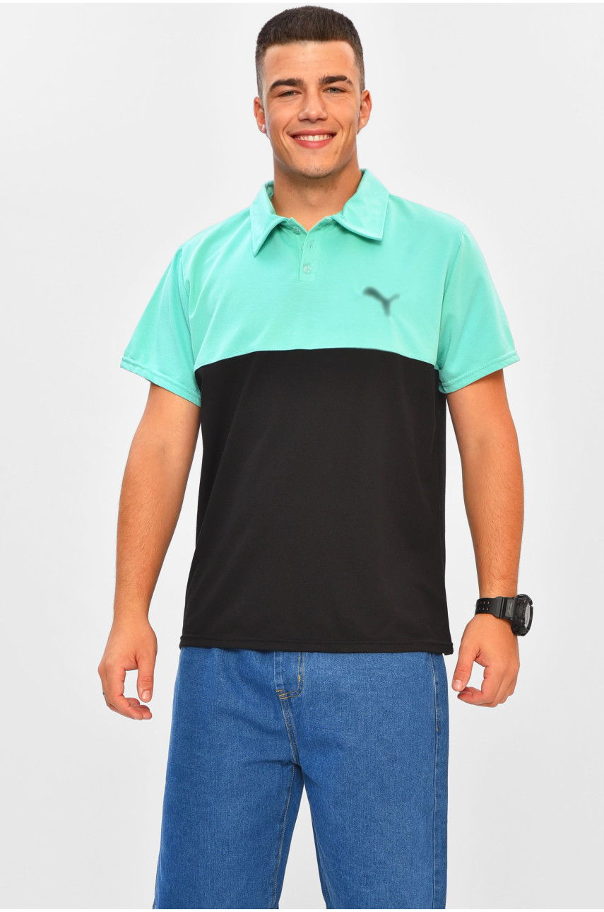 Футболка мужская поло мятного цвета 204075