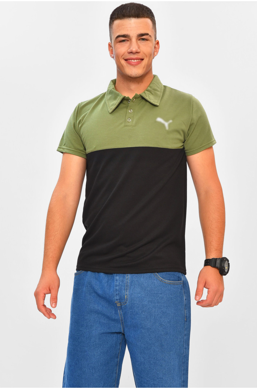 Футболка мужская поло цвета хаки 204076