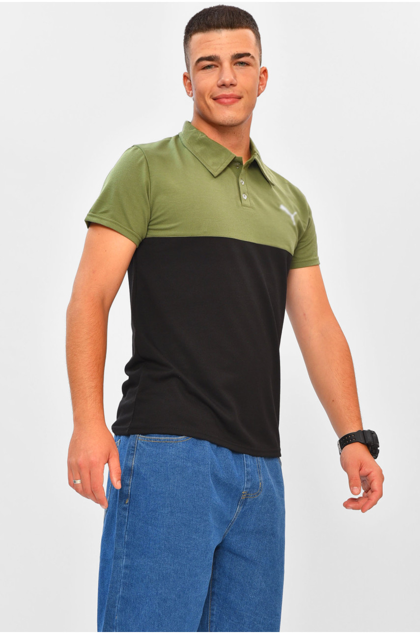 Футболка мужская поло цвета хаки 204076