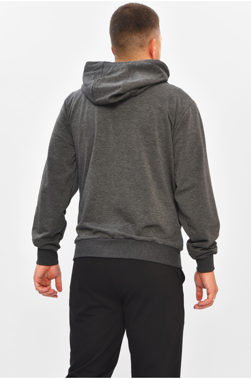 Кофта мужская однотонная тёмно-серого цвета 204089 Кофта мужская однотонная тёмно-серого цвета 204089