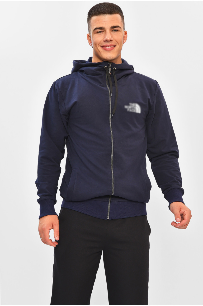 Кофта чоловіча однотонна темно-синього кольору 204092