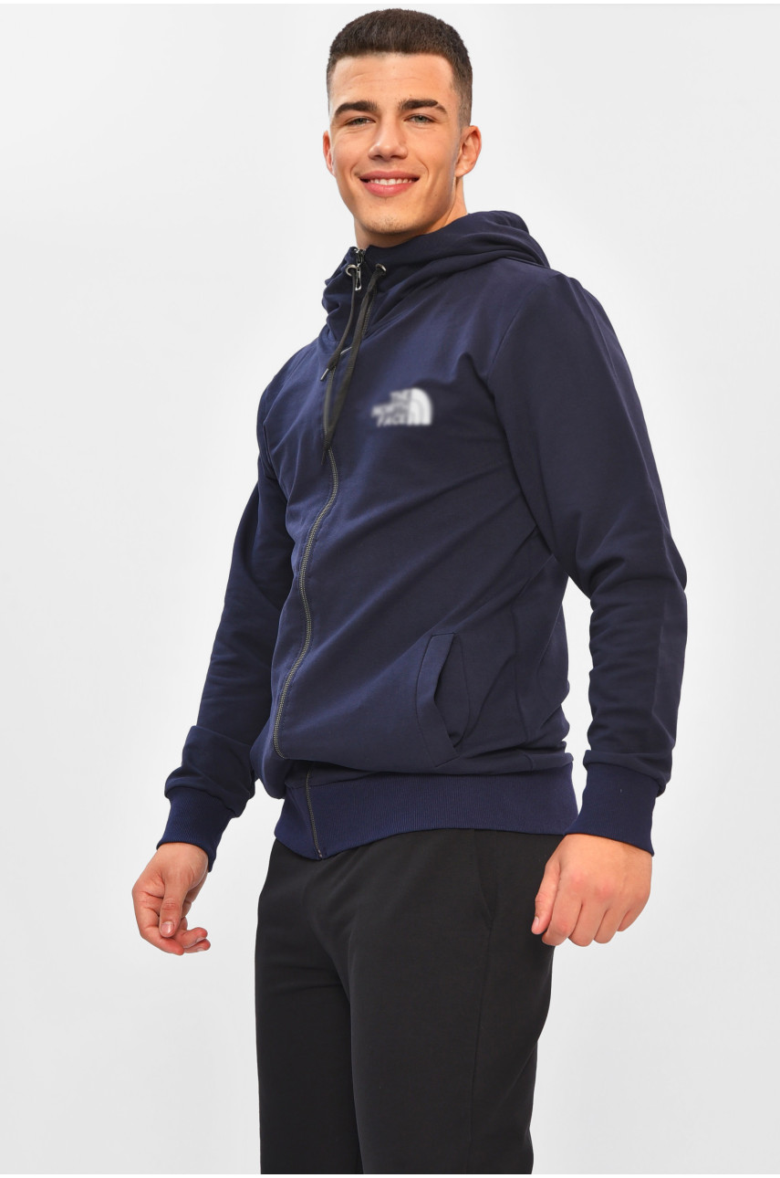 Кофта чоловіча однотонна темно-синього кольору 204092
