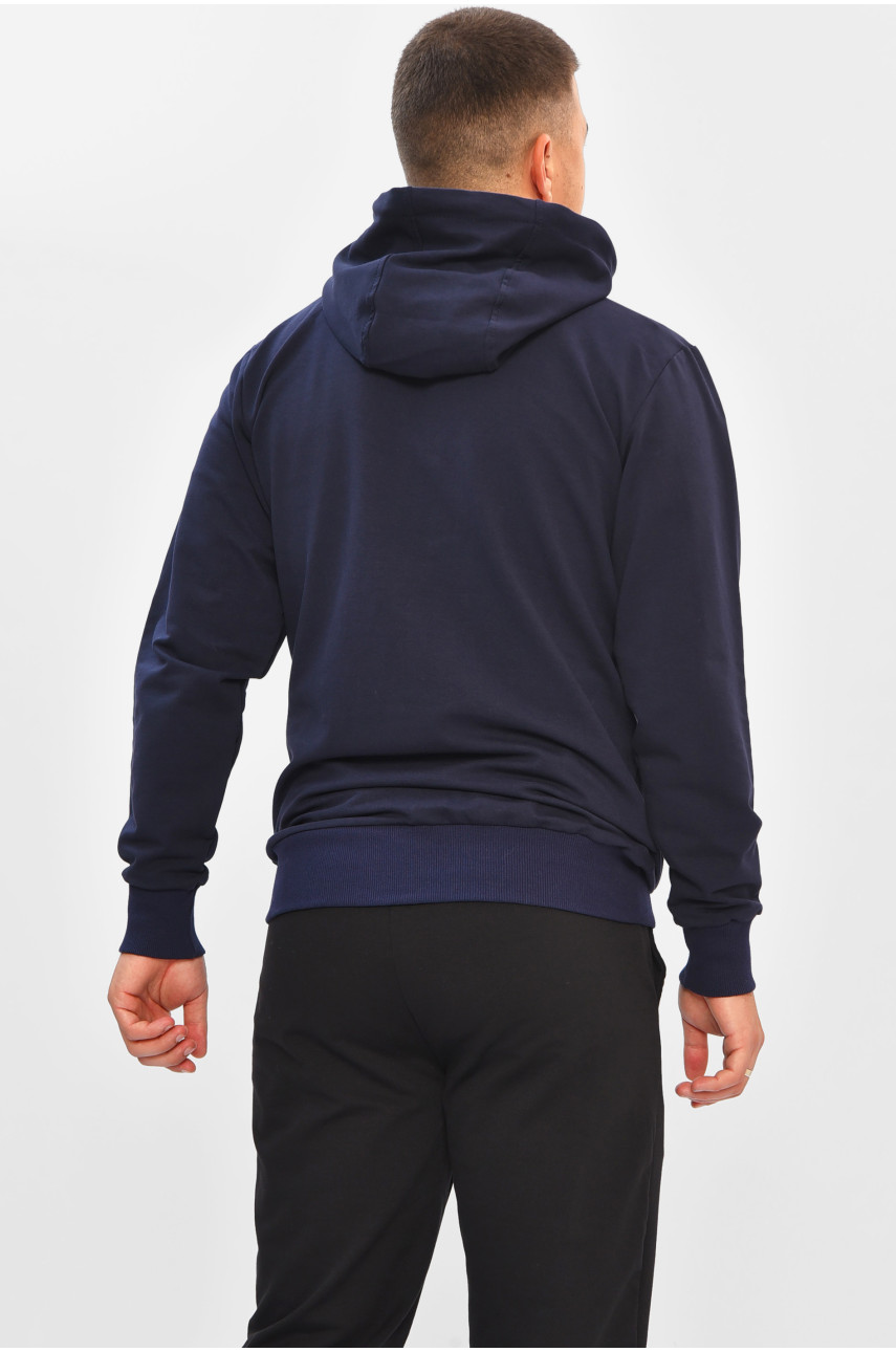 Кофта чоловіча однотонна темно-синього кольору 204092