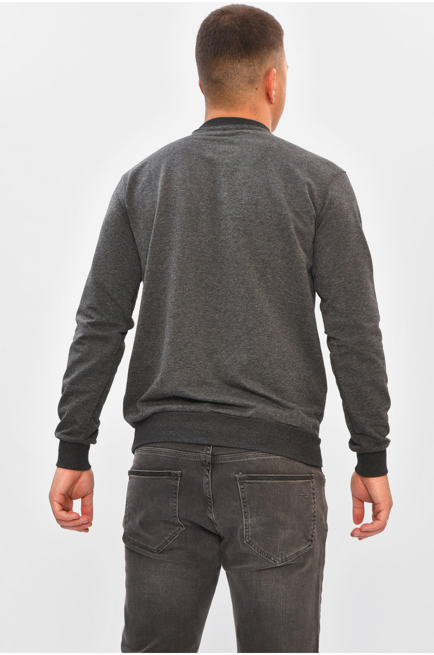 Світшот чоловічий темно-сірого кольору з принтом 204098 Світшот чоловічий темно-сірого кольору з принтом 204098