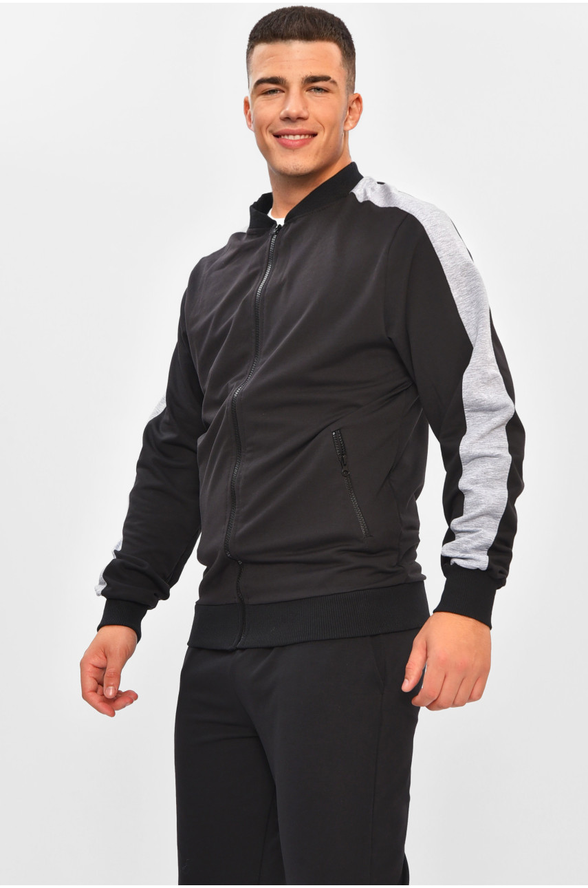 Кофта мужская черного цвета на молнии 204100
