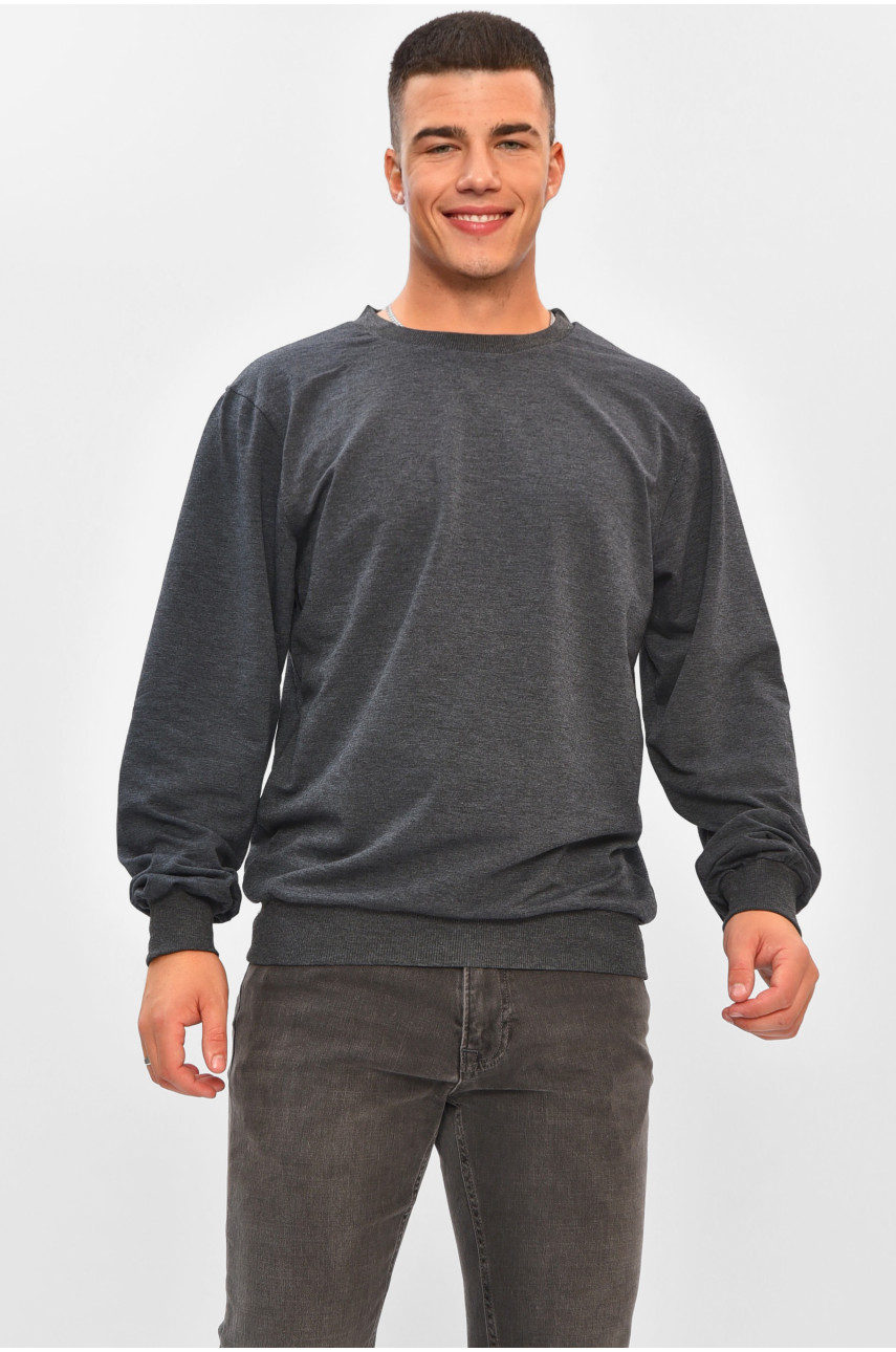 Кофта мужская однотонная тёмно-серого цвета 204103 Кофта мужская однотонная тёмно-серого цвета 204103