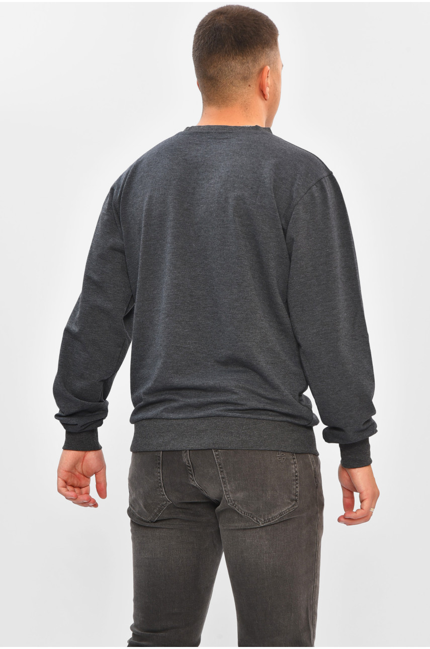 Кофта мужская однотонная тёмно-серого цвета 204103 Кофта мужская однотонная тёмно-серого цвета 204103