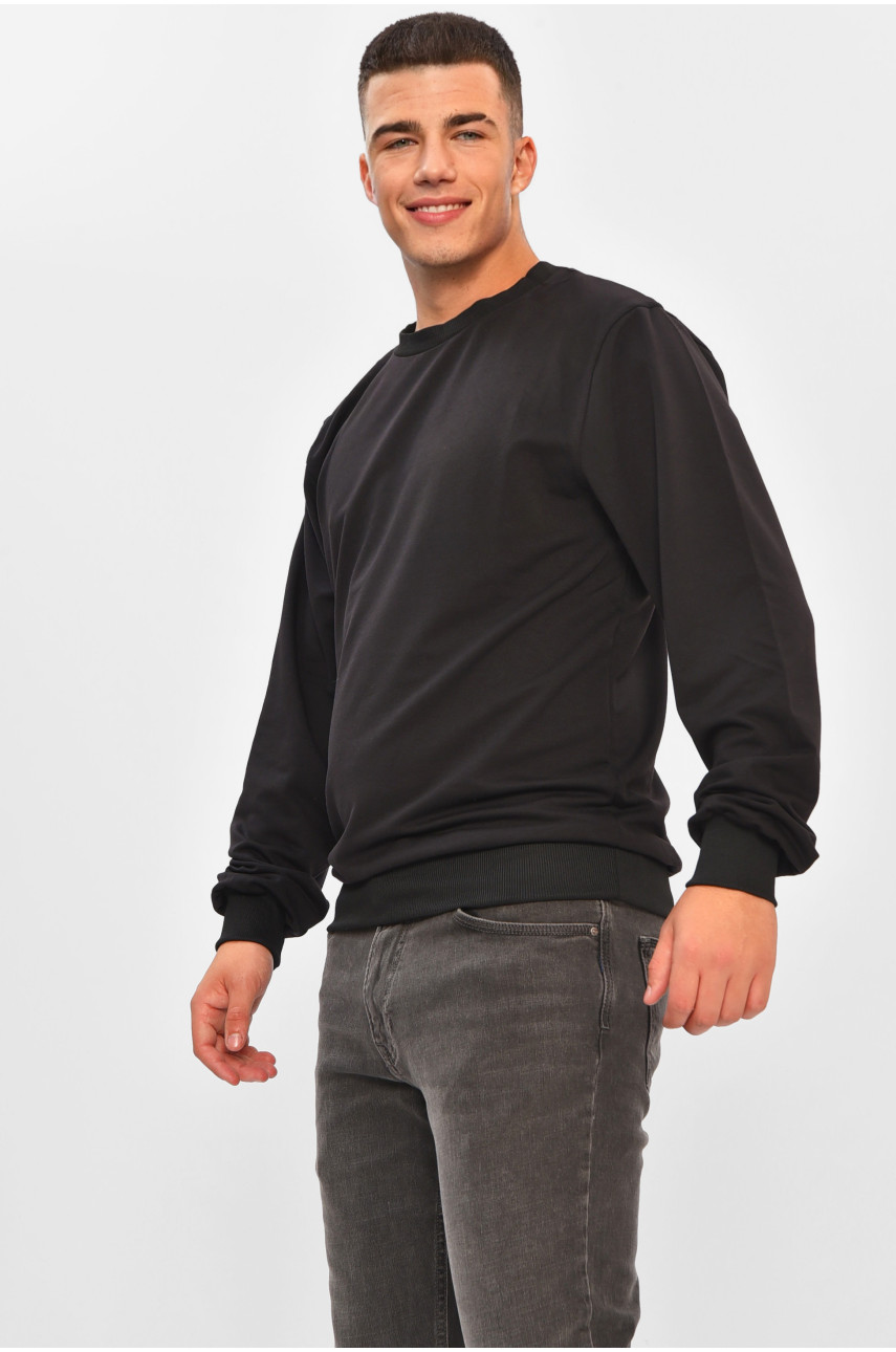 Кофта мужская однотонная черного цвета 204104