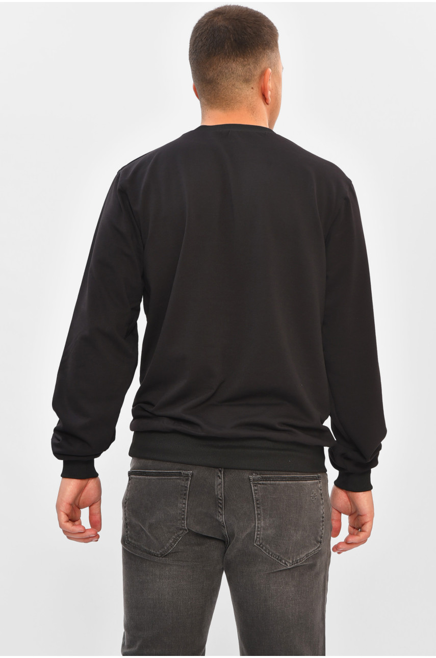 Кофта мужская однотонная черного цвета 204104