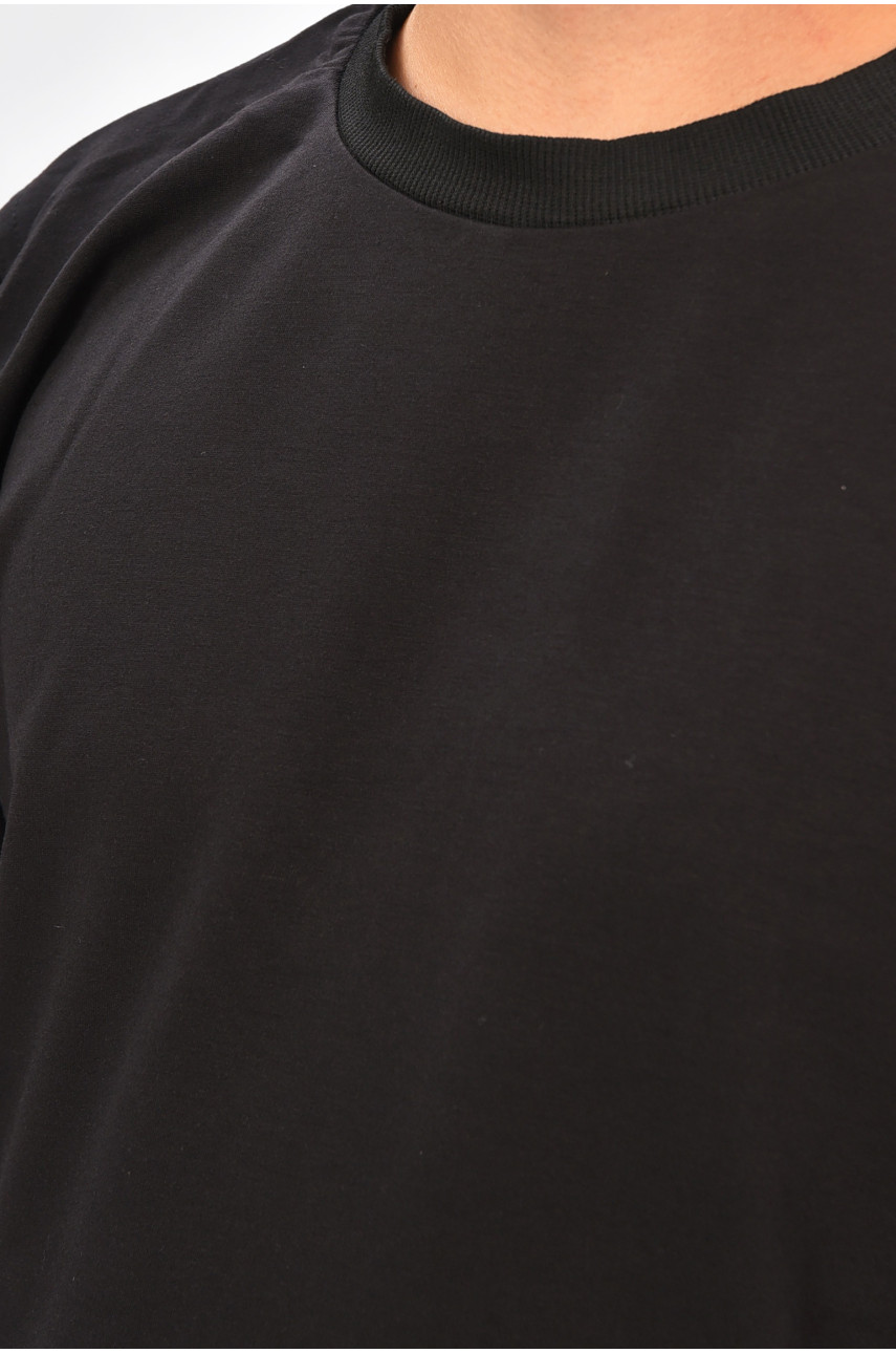 Кофта мужская однотонная черного цвета 204104