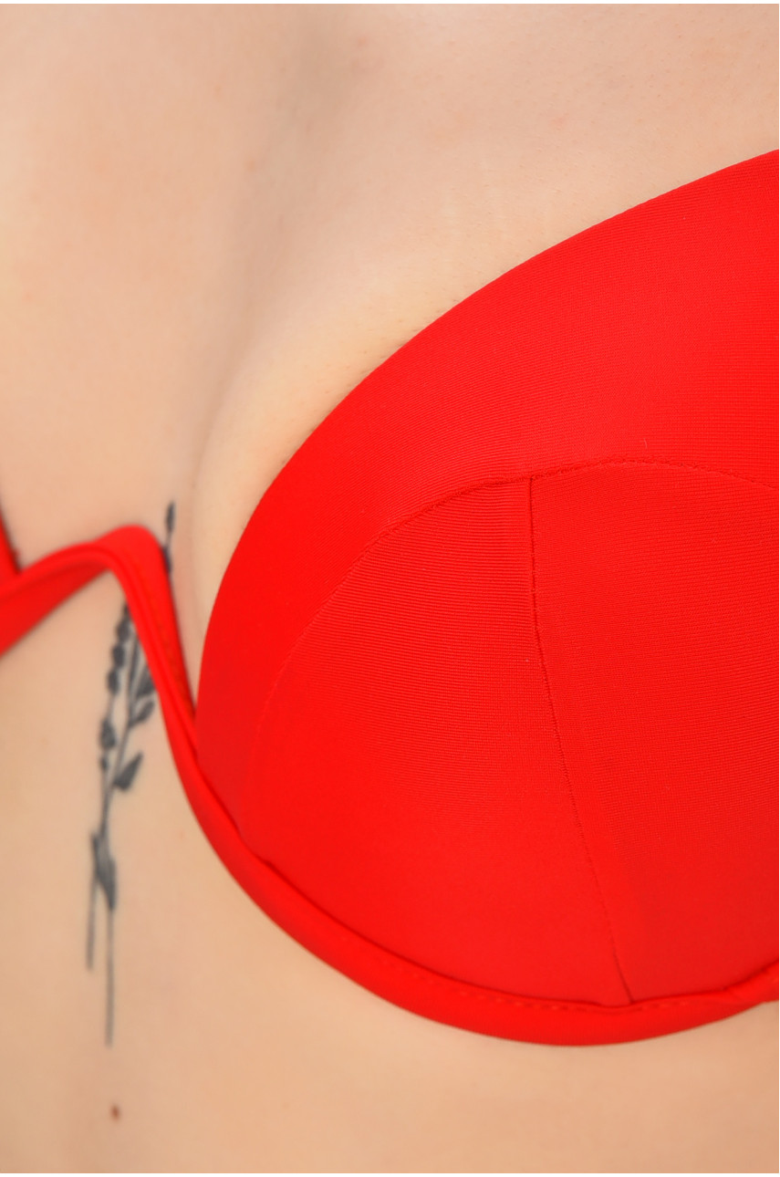 Купальник жіночий однотонний червоного кольору 204140