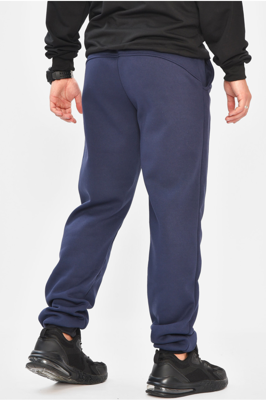 Спортивные штаны мужские на флисе тёмно-синего цвета 204144 Спортивные штаны мужские на флисе тёмно-синего цвета 204144