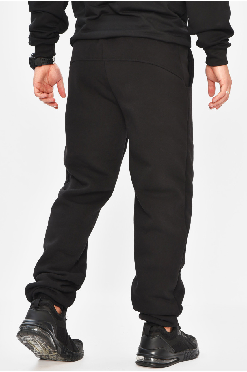 Спортивные штаны мужские на флисе черного цвета 204146