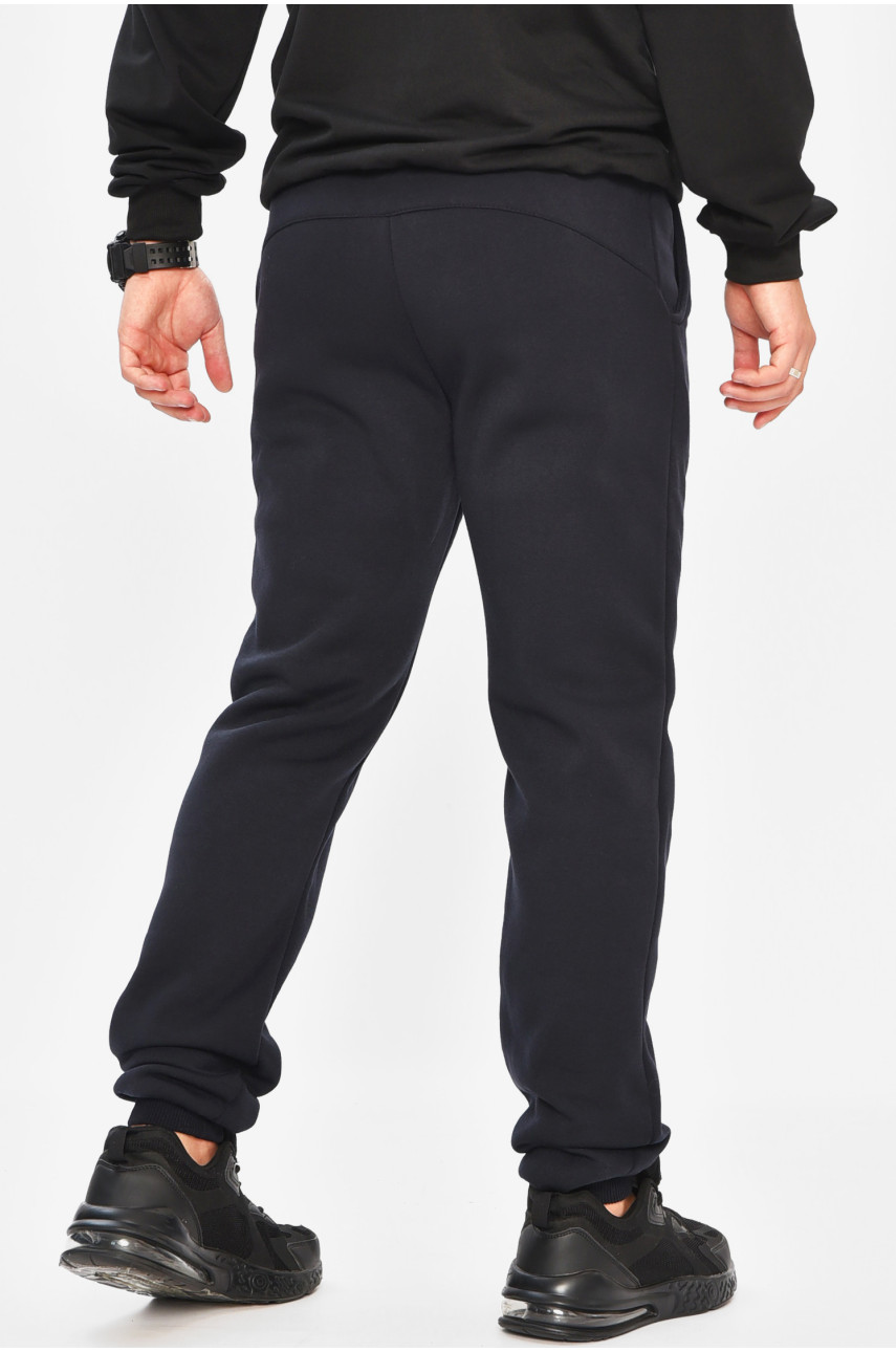 Спортивные штаны мужские на флисе тёмно-синего цвета 204147 Спортивные штаны мужские на флисе тёмно-синего цвета 204147