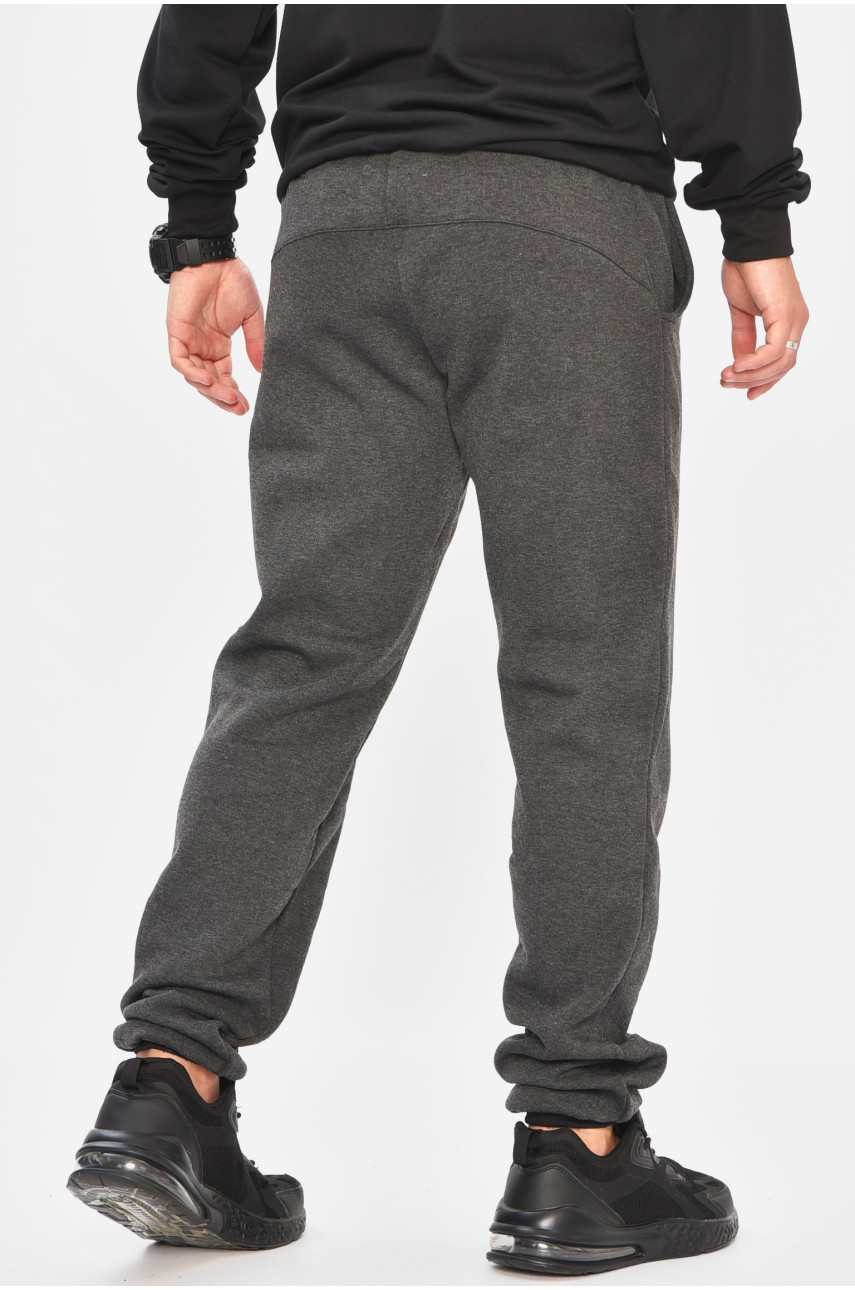 Спортивные штаны мужские на флисе тёмно-серого цвета 204149