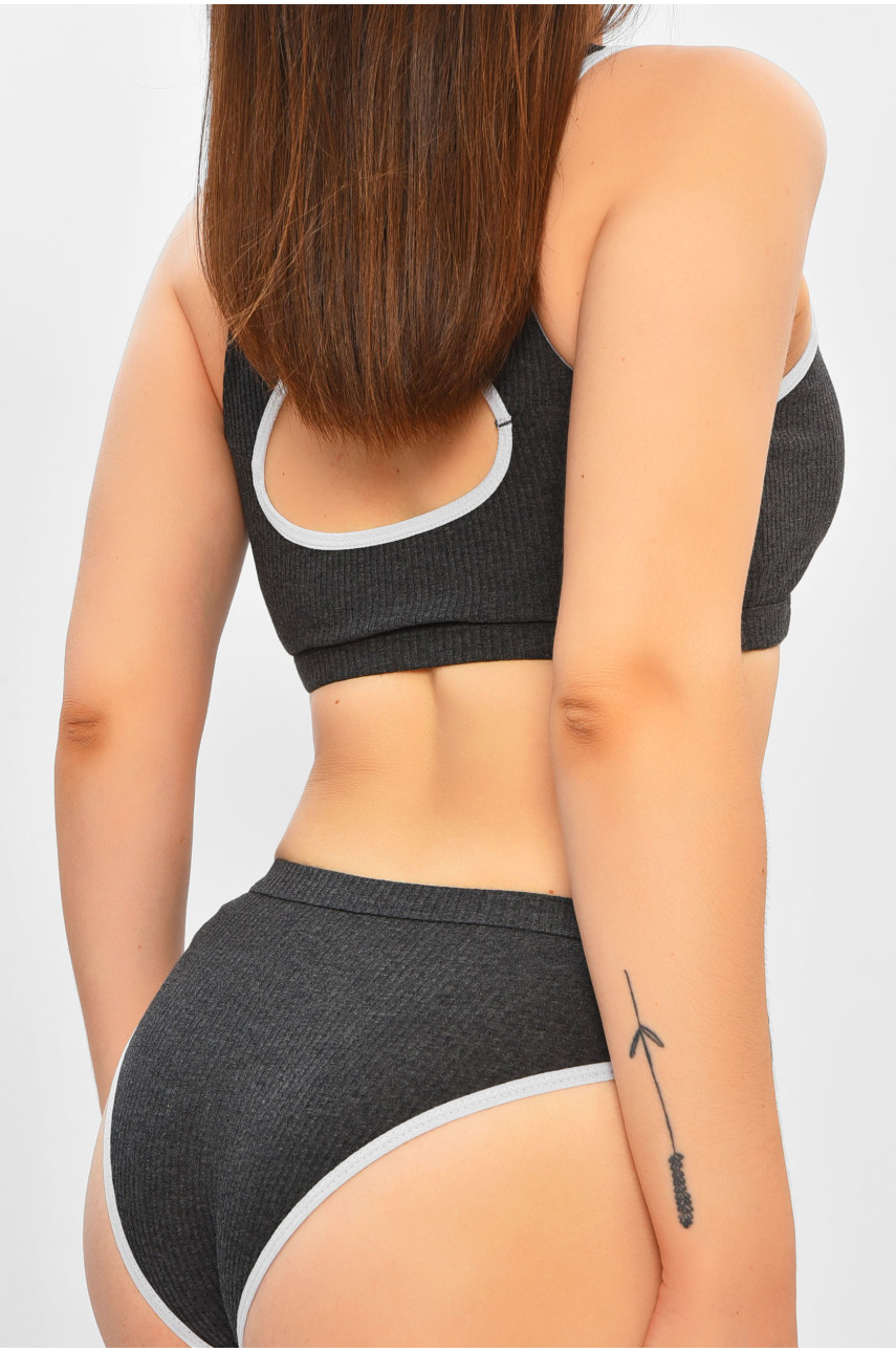 Комплект женский рубчик темно - серого цвета чашка В 2301 204221 Комплект женский рубчик темно - серого цвета чашка В 2301 204221